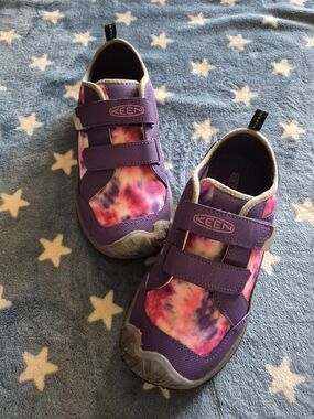 Keen Kids Purple and Pink Tie-Dye Hook-and-Loop Hiking Low Cut Sneakers